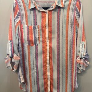 SMALL Colorful Striped Button-Up Shirt